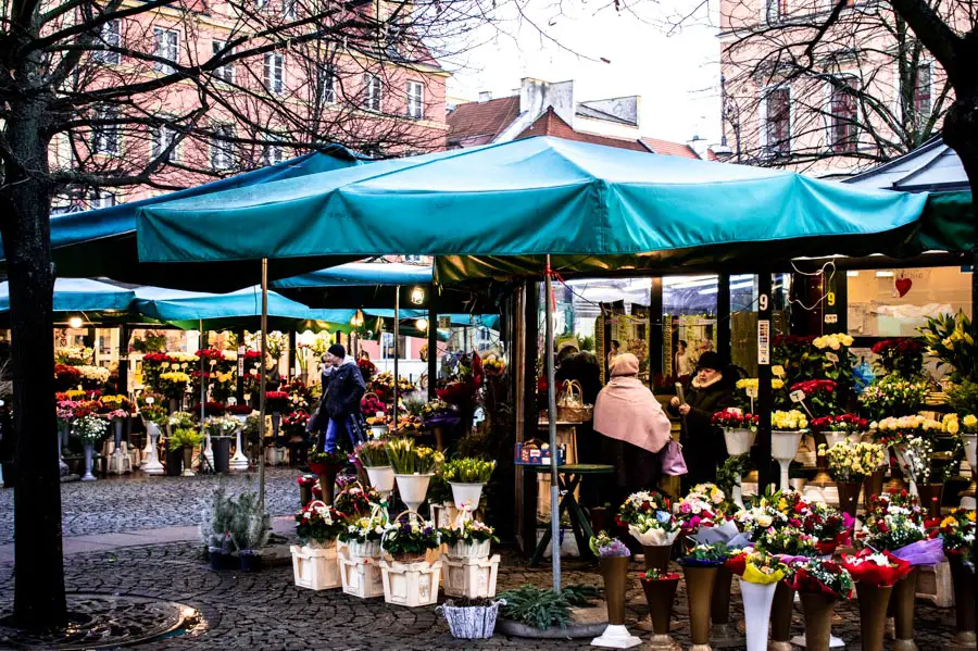 Plac Solny flower market in Wroclaw