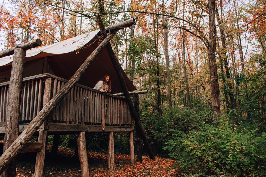 Porch at Firelight Camps in Ithaca