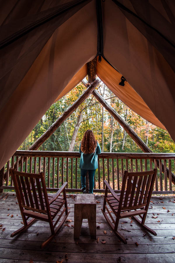 Porch at Firelight Camps in Ithaca