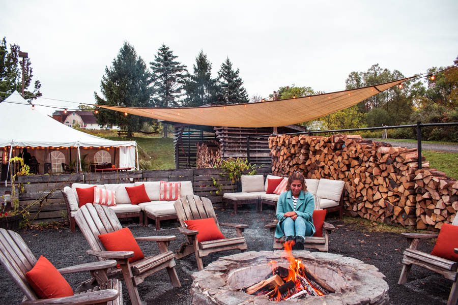 Fire pit at Firelight Camps in Ithaca