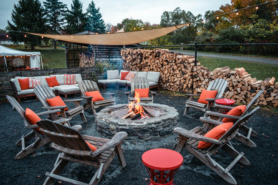 Fire Pit at Firelight Camps in Ithaca