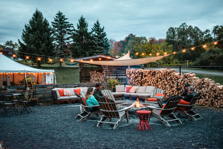 Fire pit at Firelight Camps in Ithaca