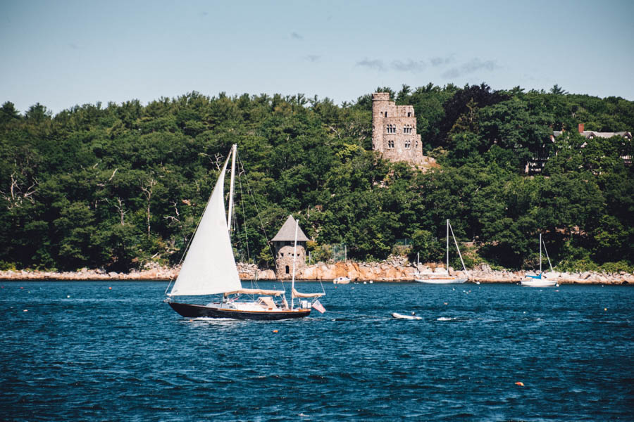 Things to do in Cape Ann MA - sailboat and Hammond Castle