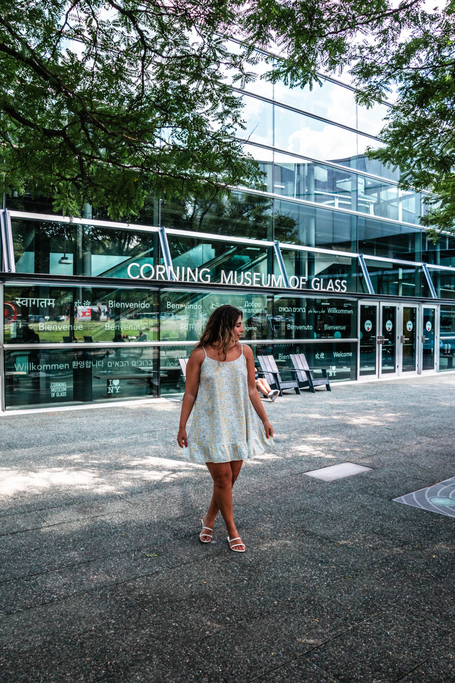 Corning Museum of Glass Exterior with girl