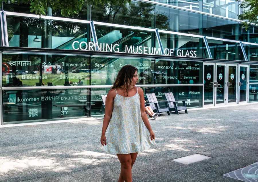 Corning Museum of Glass Exterior with girl