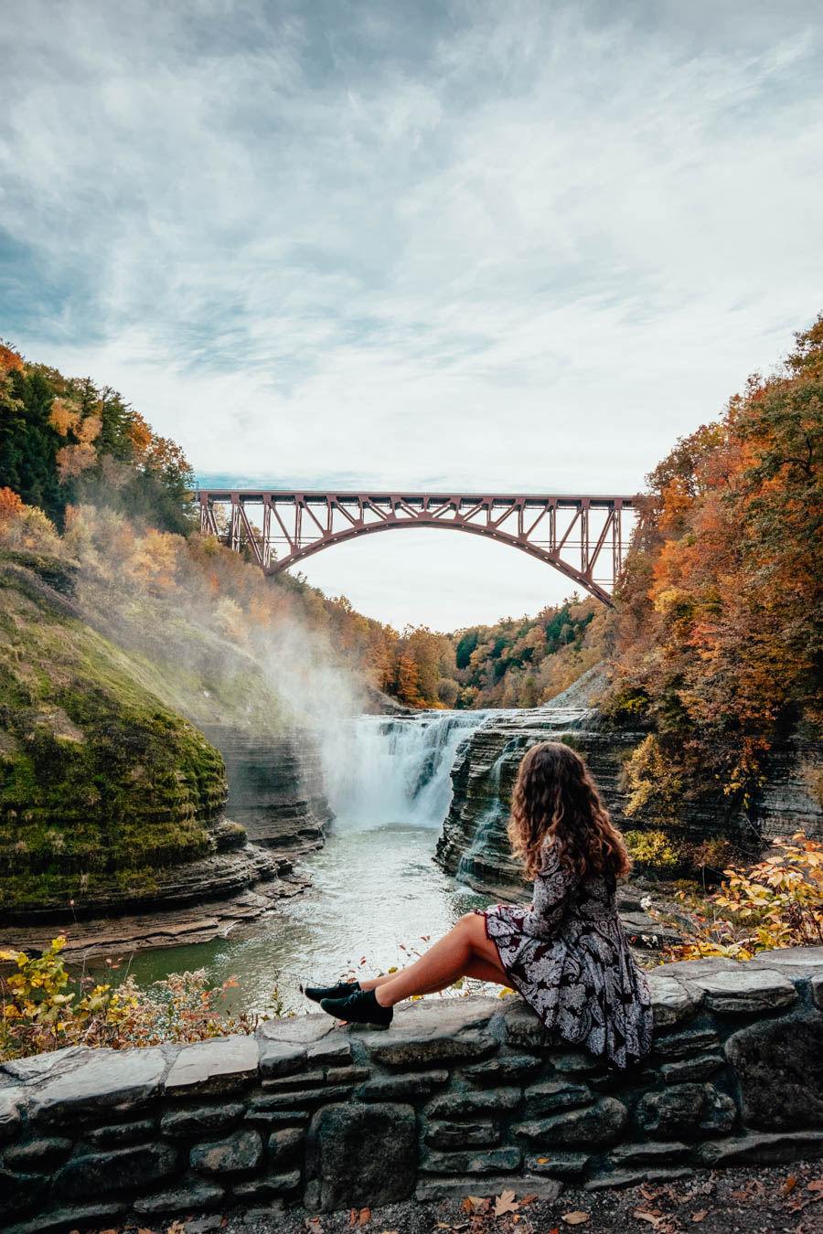 Girl at upper Falls in Letchworth State Park 