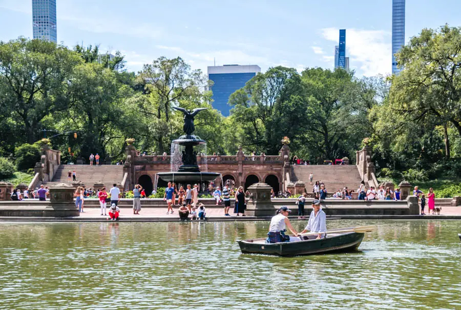 Row boats in Central Park Lake