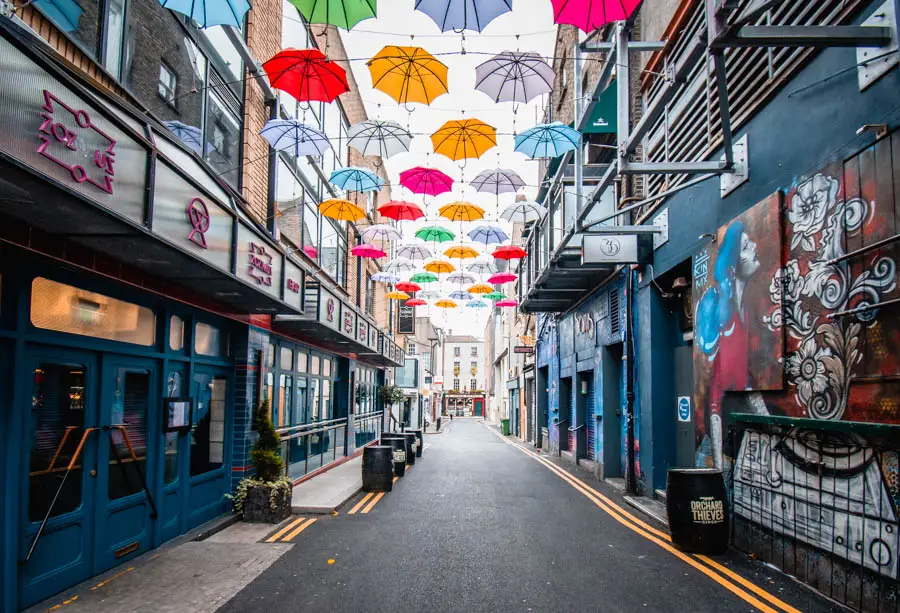 Umbrella Street in Dublin