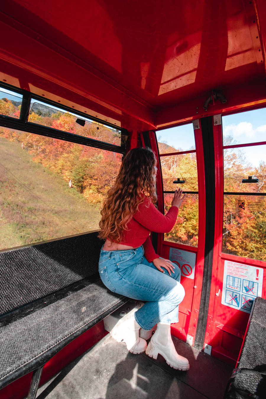 Riding the gondola in Stowe Vermont