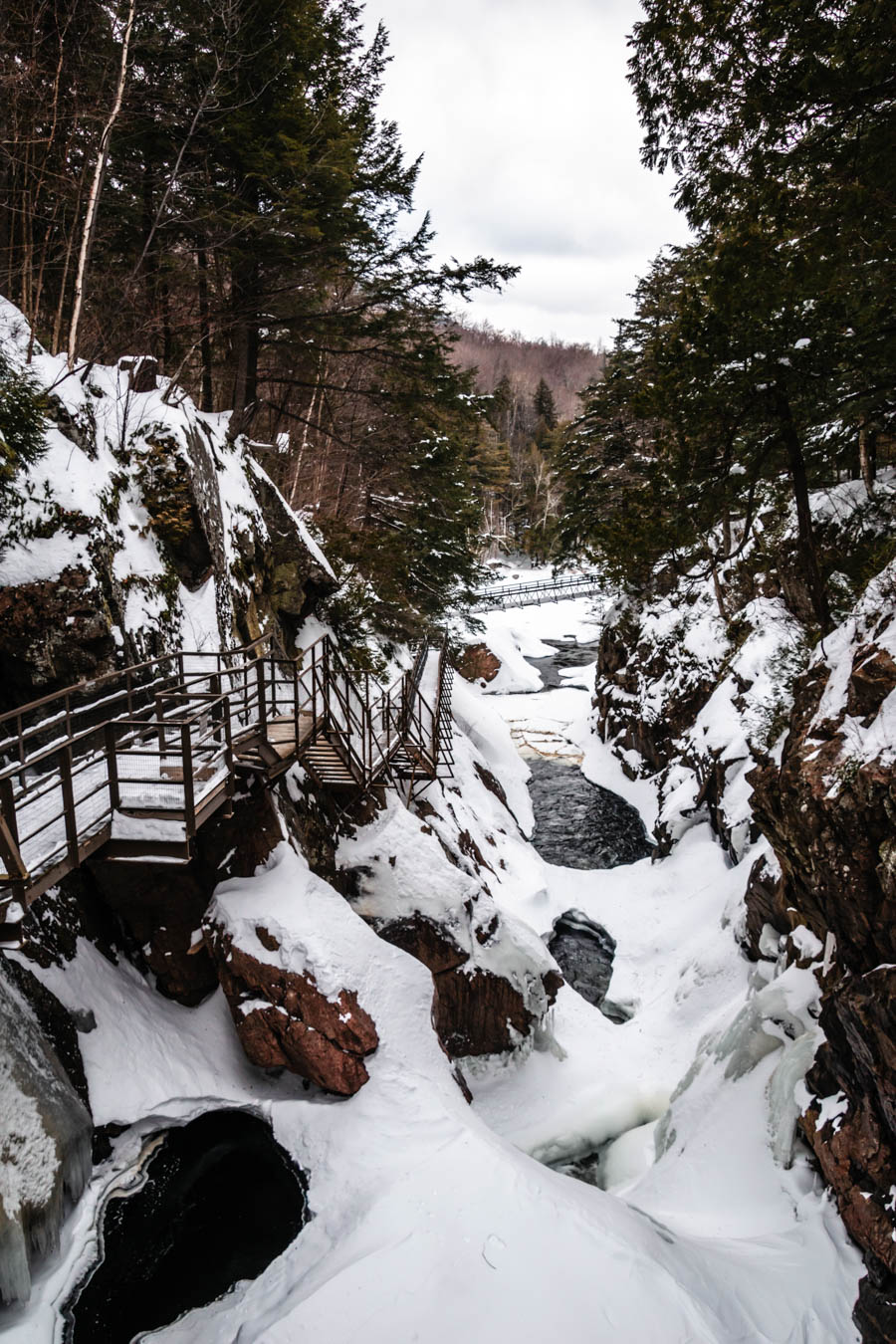 Decking at High Falls Gorge in Winter Lake Placid