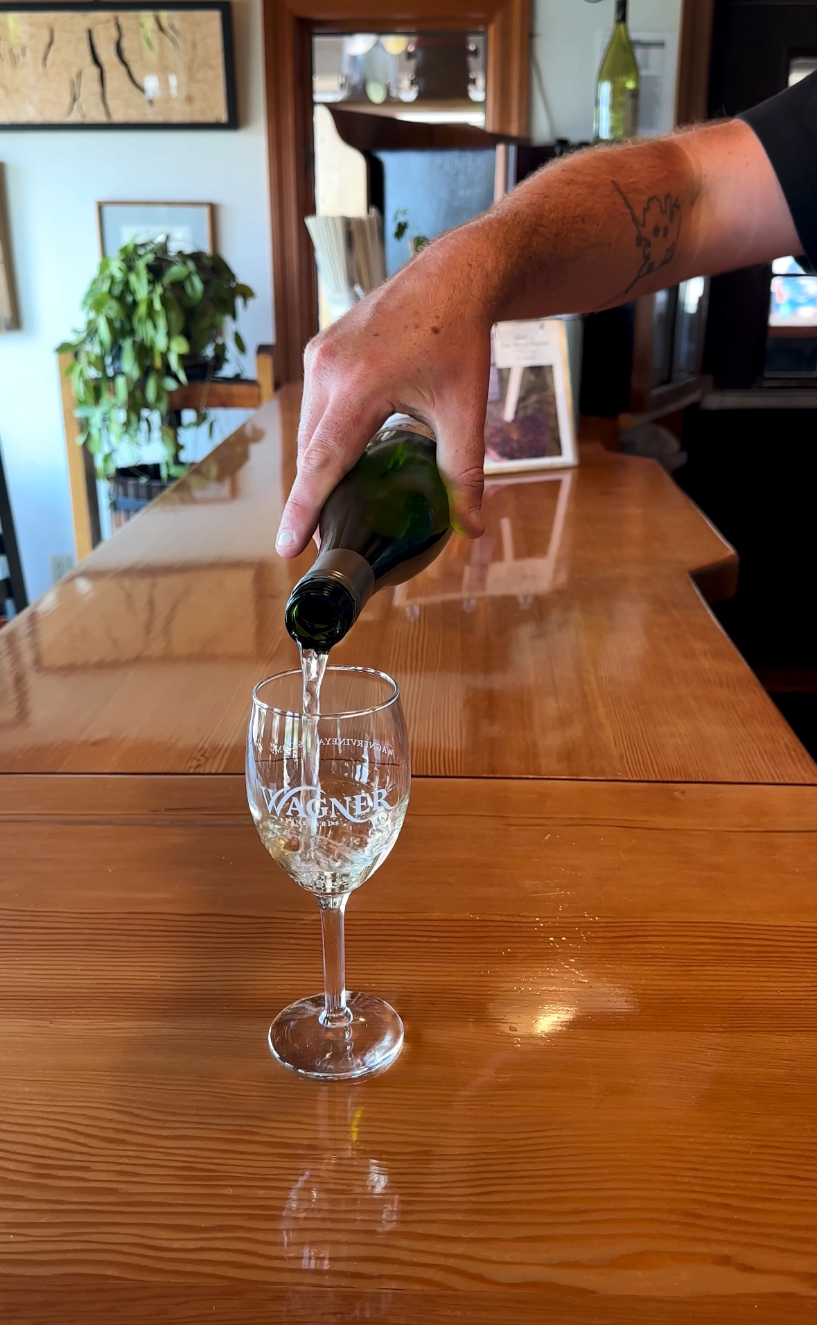 wine being served in tasting room at Wagner Vineayards on Seneca Lake Wine Trail