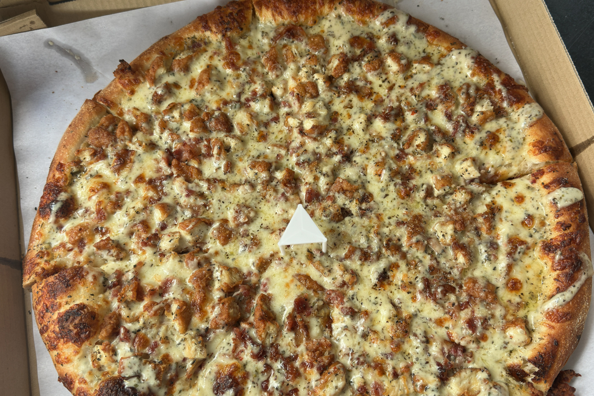 close up of a specialty pizza