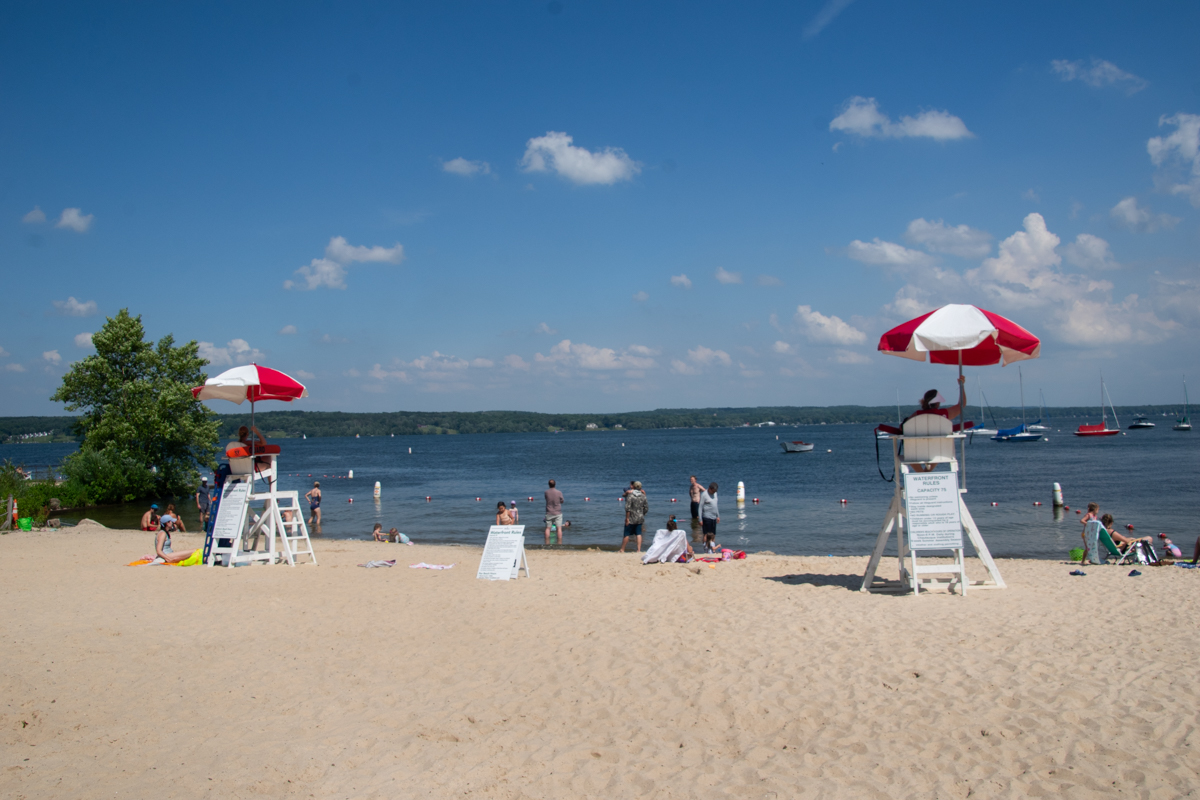 Beach on the shores of Chautauqua Lake at Chautauqua Institution in New York.