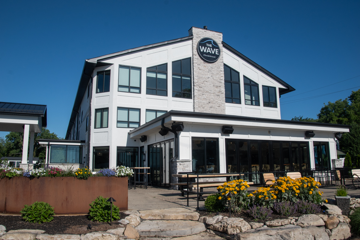 Exterior of The Wave at Marblehead, a boutique waterfront hotel in Lake Erie Shores & Islands, Ohio.