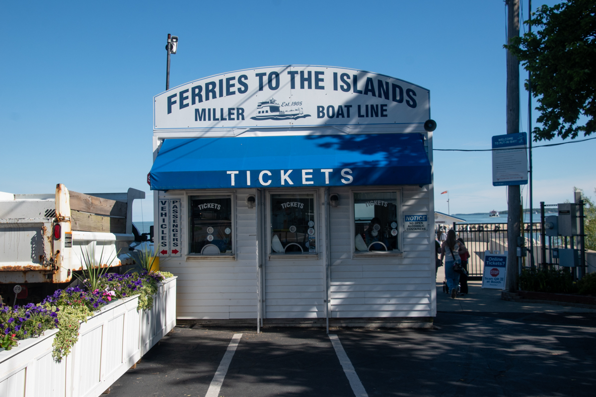 Miller Ferry ticket booth in Catawba Island for ferries to Put-in-Bay and the Lake Erie Islands.